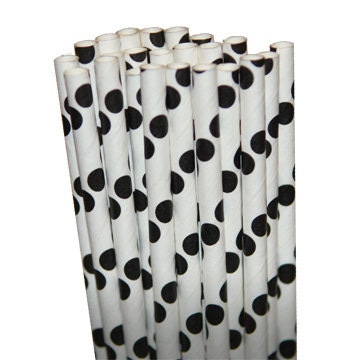 Dot Black Party Paper Straws - Cake Pop Sticks - Pixie Sticks - Qty 25 Il_570xn