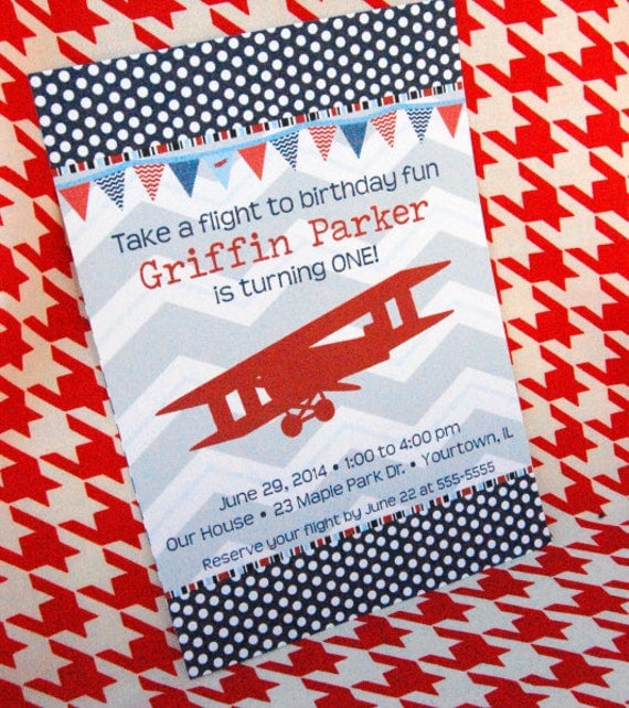 Biplane Printable Invitations for Baby Shower or Birthday Party DIY Airplane Invite by BeeAndDaisy Il_570xn