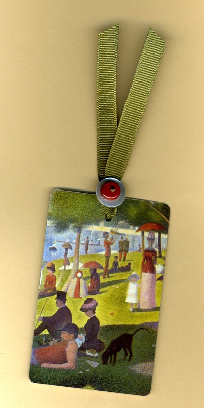 Handmade Bookmark SUNDAY AFTERNOON Vintage Playing Card & Button with Grosgrain Ribbon
