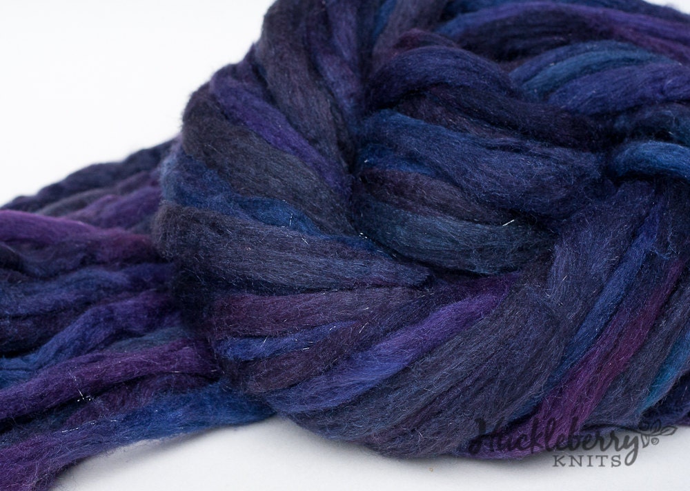 Merino, silk, sparkly roving: TERRITORY, 4 oz
