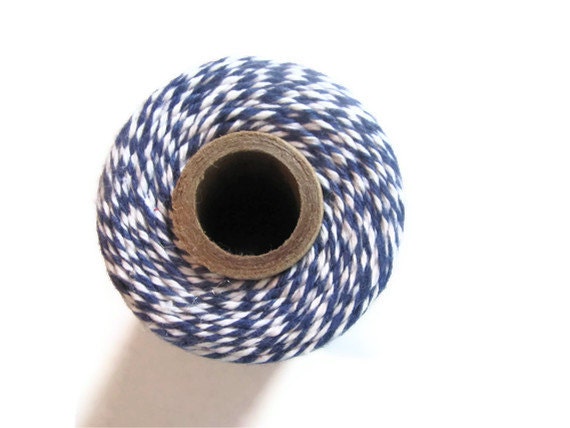Twinery Midnight Blue & White Twisted Bakers Twine - Gift Wrap - Invitations - Scrapbooking - DIY Crafts - 240 Yards Full Spool String