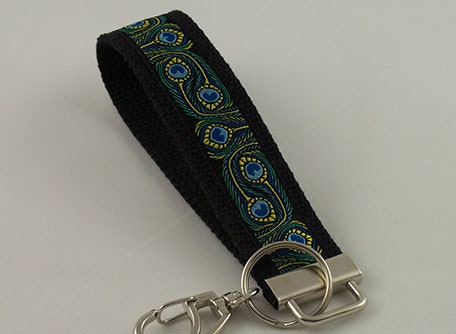 Key Fob made with Cotton Webbing and Designer Ribbon