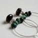 Green Moss Jade, Faceted Smokey Quartz, Sterling Silver, Holiday Hoop Earrings