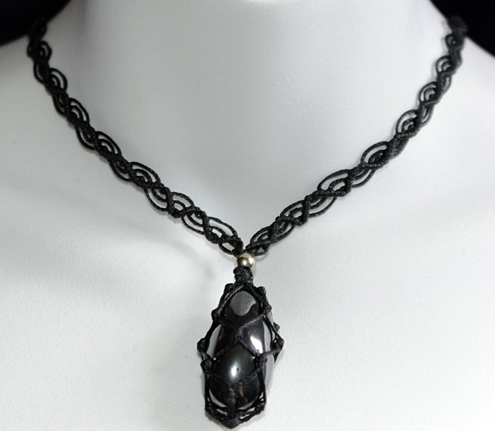 SALE: Hematite Unisex Macrame Necklace