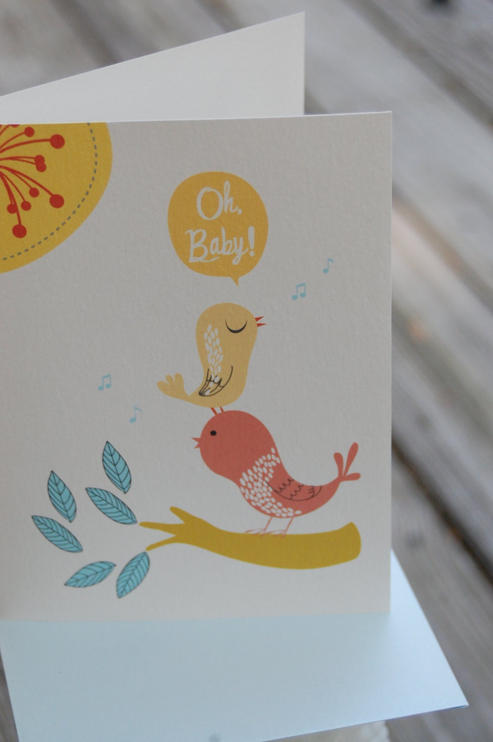 Mid Century Modern Birds New Baby Congratulations Card (unisex)