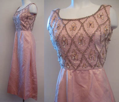 Vintage 1960s Gown / 1960s Dress / Vintage 1960s Dress / Vintage Pink Gown / Size S / M