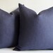 Sukan / 1 Navy Blue Linen Pillow Covers  Decorative Throw Pillows Accent Throw Pillow Covers 22 x 22 Inches