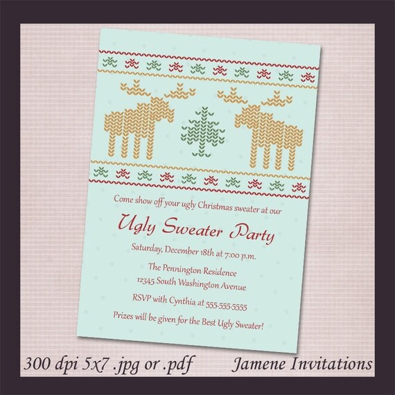 Ugly Christmas Sweater Party Digital Invitation - Print your own DIY or printed Il_570xn