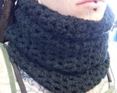 Black Crochet Cowl Circle Scarf BAMBOO YARN super soft
