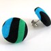 Dark green bright blue black button earrings studs fabric posts