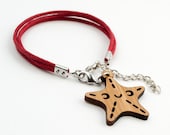 Starfish Bracelet: Bamboo Wood Starfish Ocean Charm Cord Jewelry