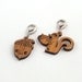 Zipper Pulls: Acorn & Squirrel Bamboo Wood (Set of 2)