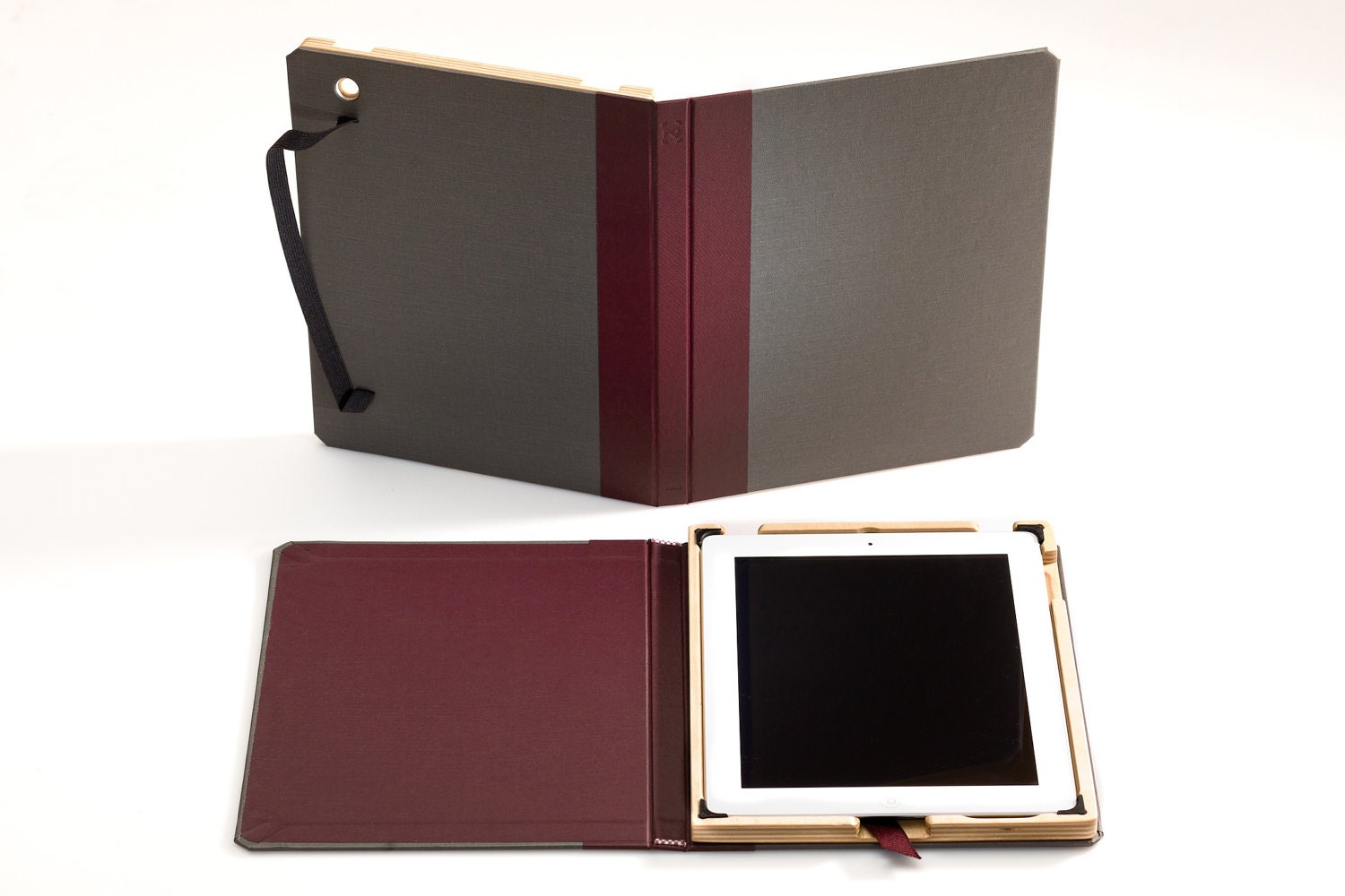 Graduate Edition for iPad 4/3/2 book case by Pad&Quill Burgundy/Slate Gray