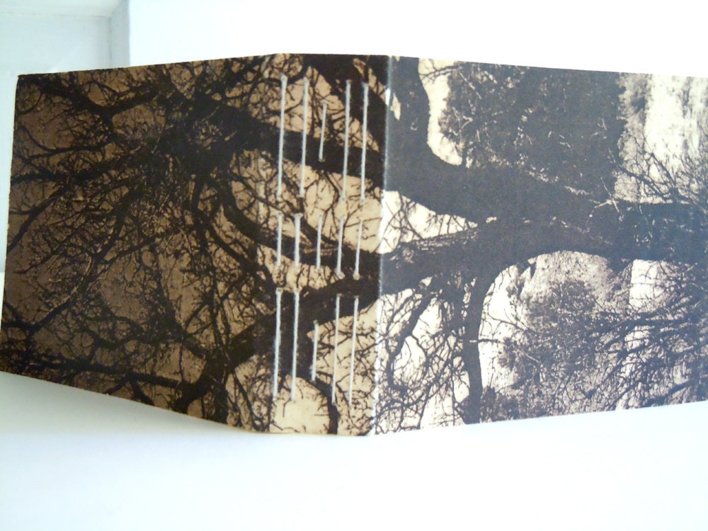 Mini Handstitched Blank Paper Book Journal- Tree Cover Art- 30 Blank Pages-Original Photo Intaglio Cover Art