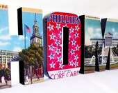 Wooden HOME Sign Vintage Philadelphia Personalized Decor Custom Wall Art