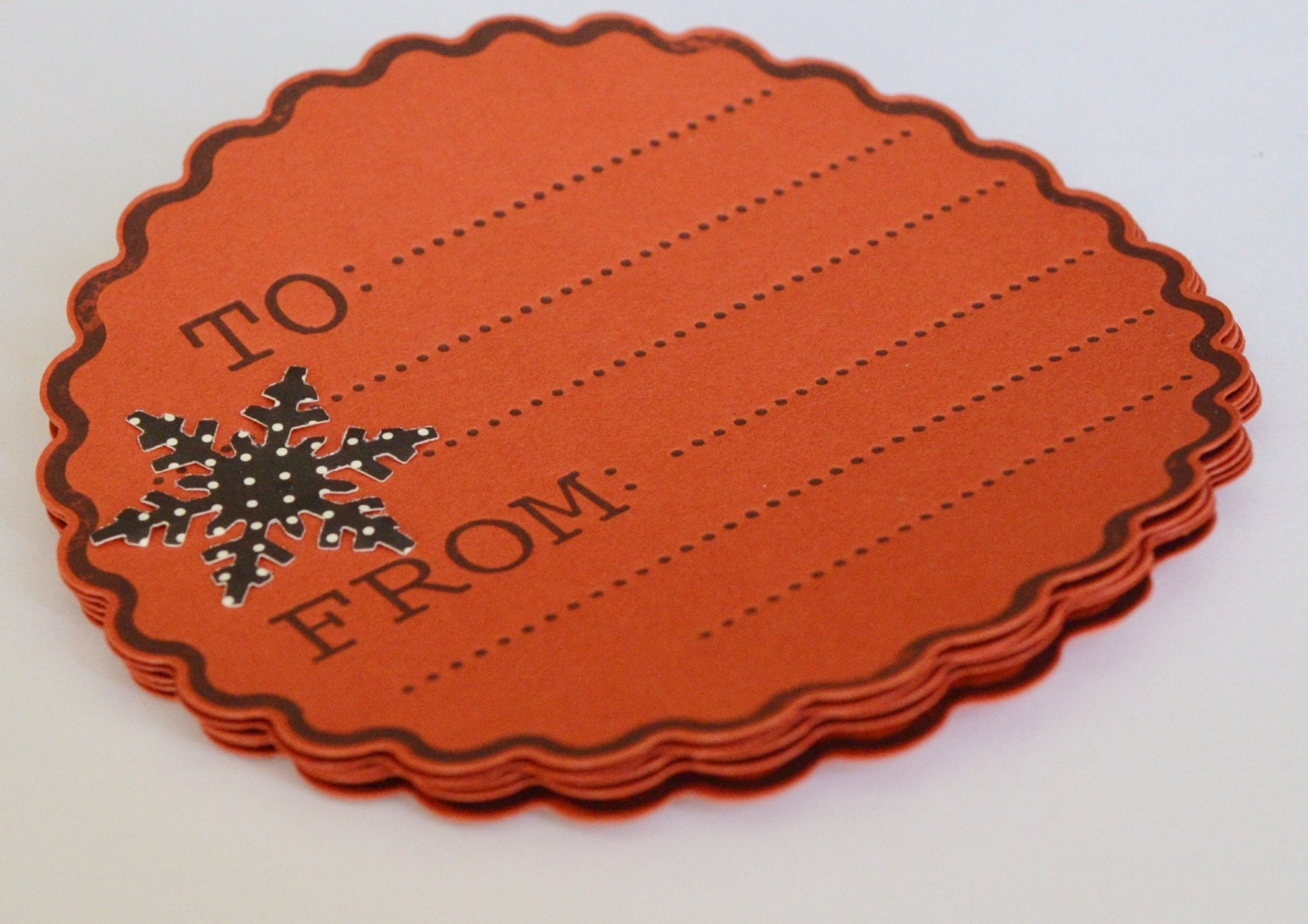 Large Christmas Tag, Embossed Holiday Label, To and From Tags, Snowflake on Tag, Christmas in July, Set of Five