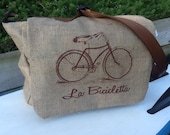 Eco Friendly 1 Semi-Custom Messenger Bag - Handmade from a Recycled Coffee Sack