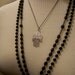 Hamsa Reversible Pewter Amulet Necklace/ Silver lead free/ Gothic Metal chain
