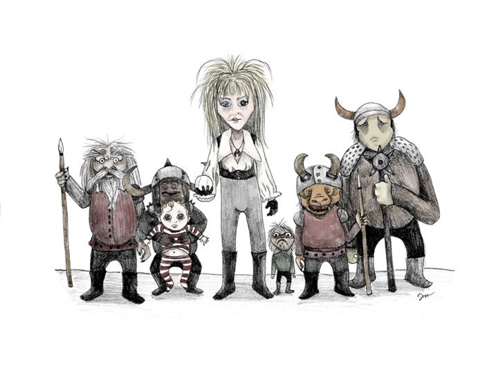 Labyrinth - The Bad Guys & Toby - 8 1/2 x 11 Illustration Print