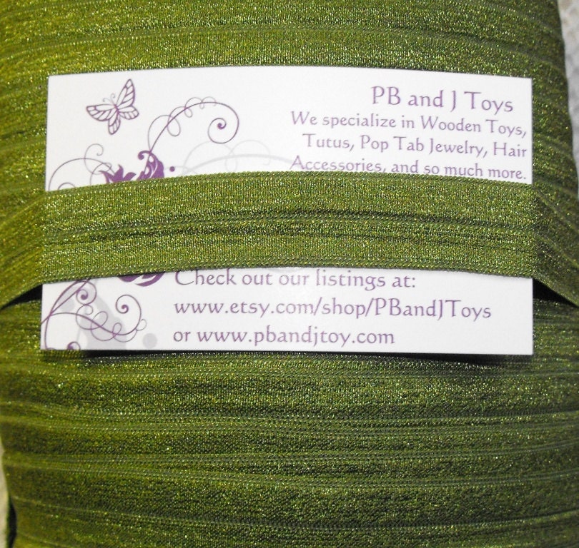 10 yards 5/8" FOE Money Green Elastic 5/8 inch