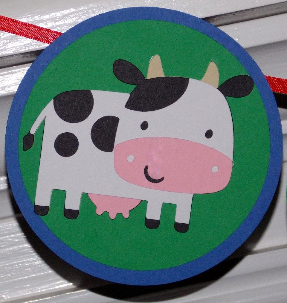 Barnyard Buddies 1st Birthday Banner ...5 die cuts ... MADE TO ORDER ... primary colors ... adjustable ... custom options available Il_570xn