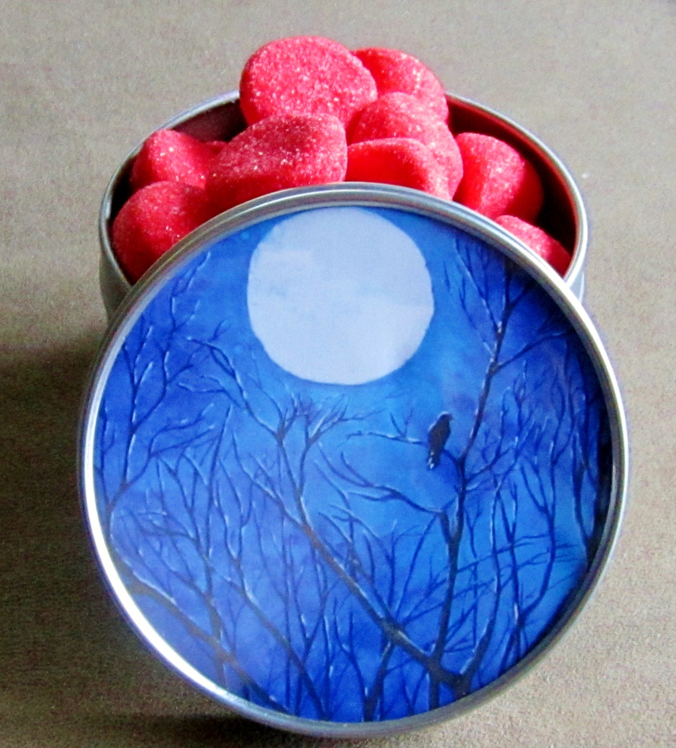 Custom Round Candy 16oz Tin Giclee Art Print Choose your own image