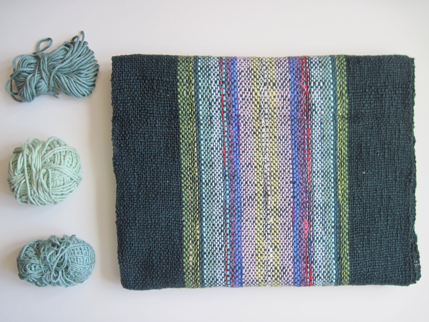 Cotton Handwoven Scarf, Unisex Fall Accessory - 'Forest Prism'