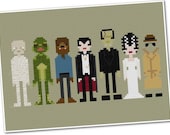 Pixel People - Classic Movie Monsters - PDF Cross-stitch Pattern - INSTANT DOWNLOAD