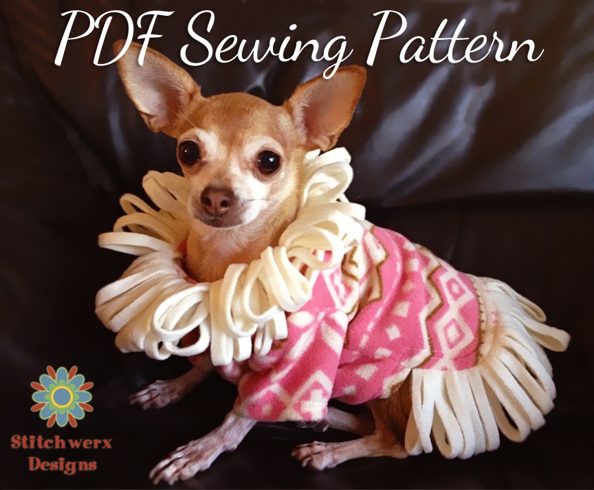 Dog Clothes PDF Sewing Pattern - Small Dog Fleece Sweater S205 - 5 Sizes, 2 Styles Included