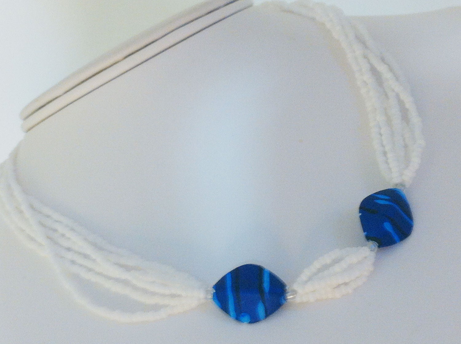 Blue and White Beaded Necklace