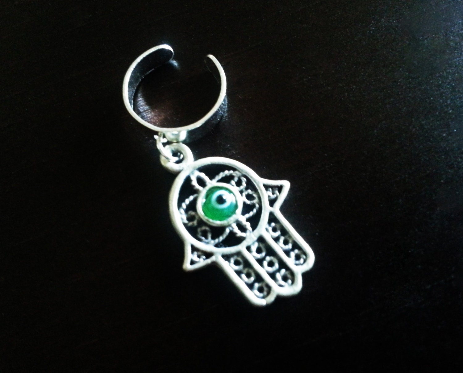 Hamsa Ear Cuff Silver // No Pierce
