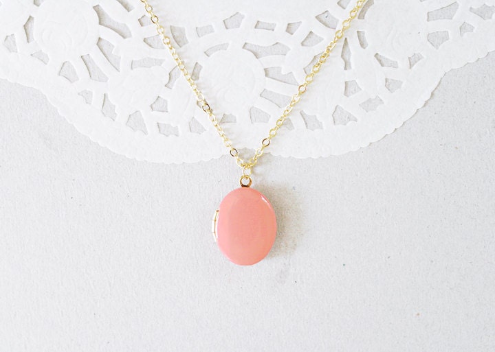 Coral Gold Locket - Open Photo Keepsake