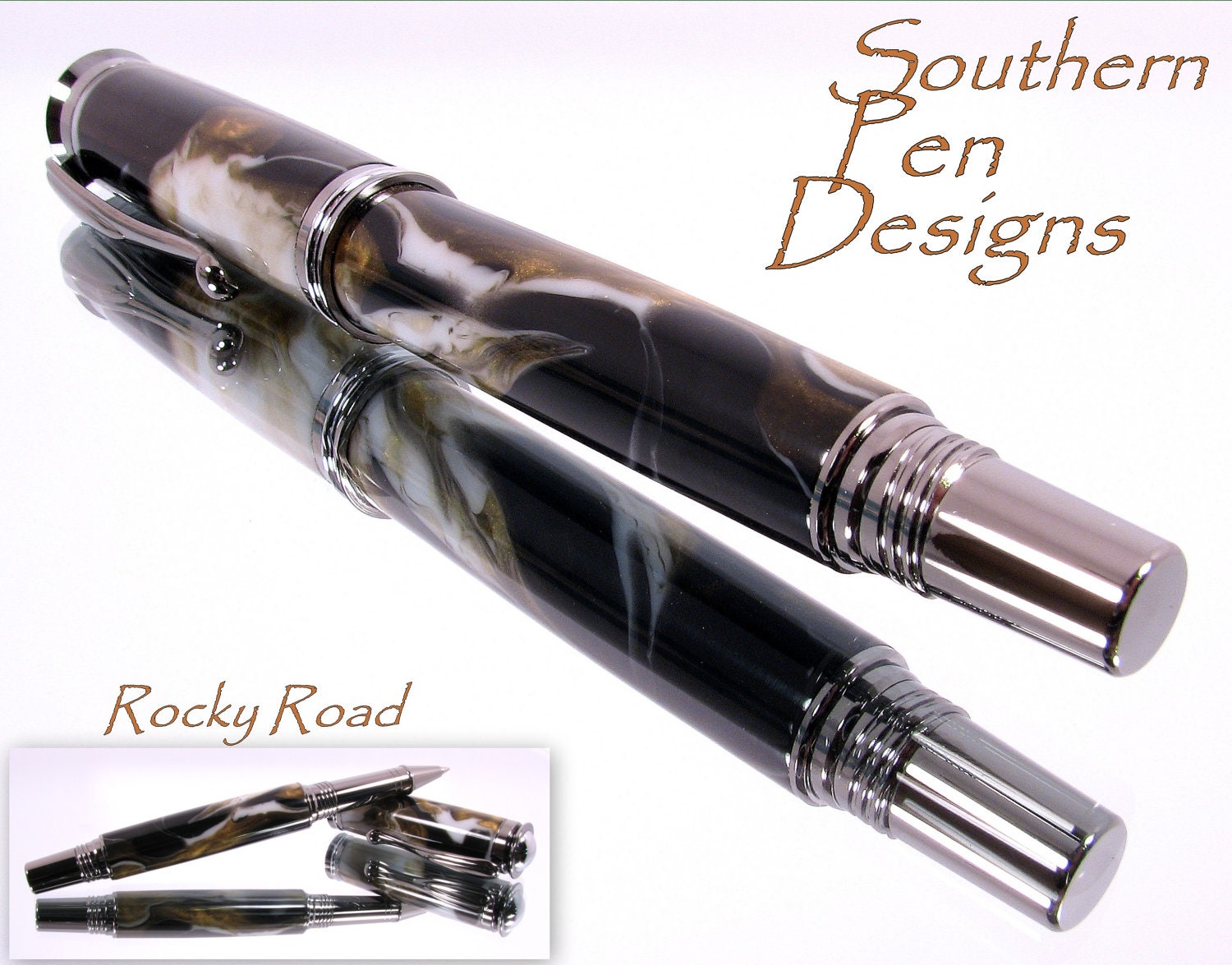 Handmade Black TI Jr Retro Roller Ball Pen.