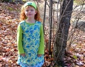 Turquoise Blue Girls Reversible Designer Cotton Dress Size 6