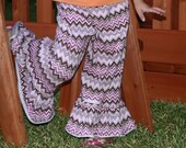 SALE pink and brown zig zag knit ruffle pants big ruffles size 12m - 8 girls