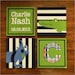 large nursery painitng- 4 canvas piece- M2M pottery barn alligator madras crib bedding- navy blue green- custom sizes and colors available