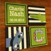 large nursery painitng- 4 canvas piece- M2M pottery barn alligator madras crib bedding- navy blue green- custom sizes and colors available