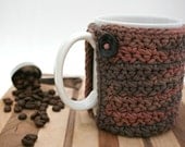 Crochet Cup Cozy - Coffee Cup Cozy - Brown Mocha Coozie - Mason Jar Cozy - Koozie