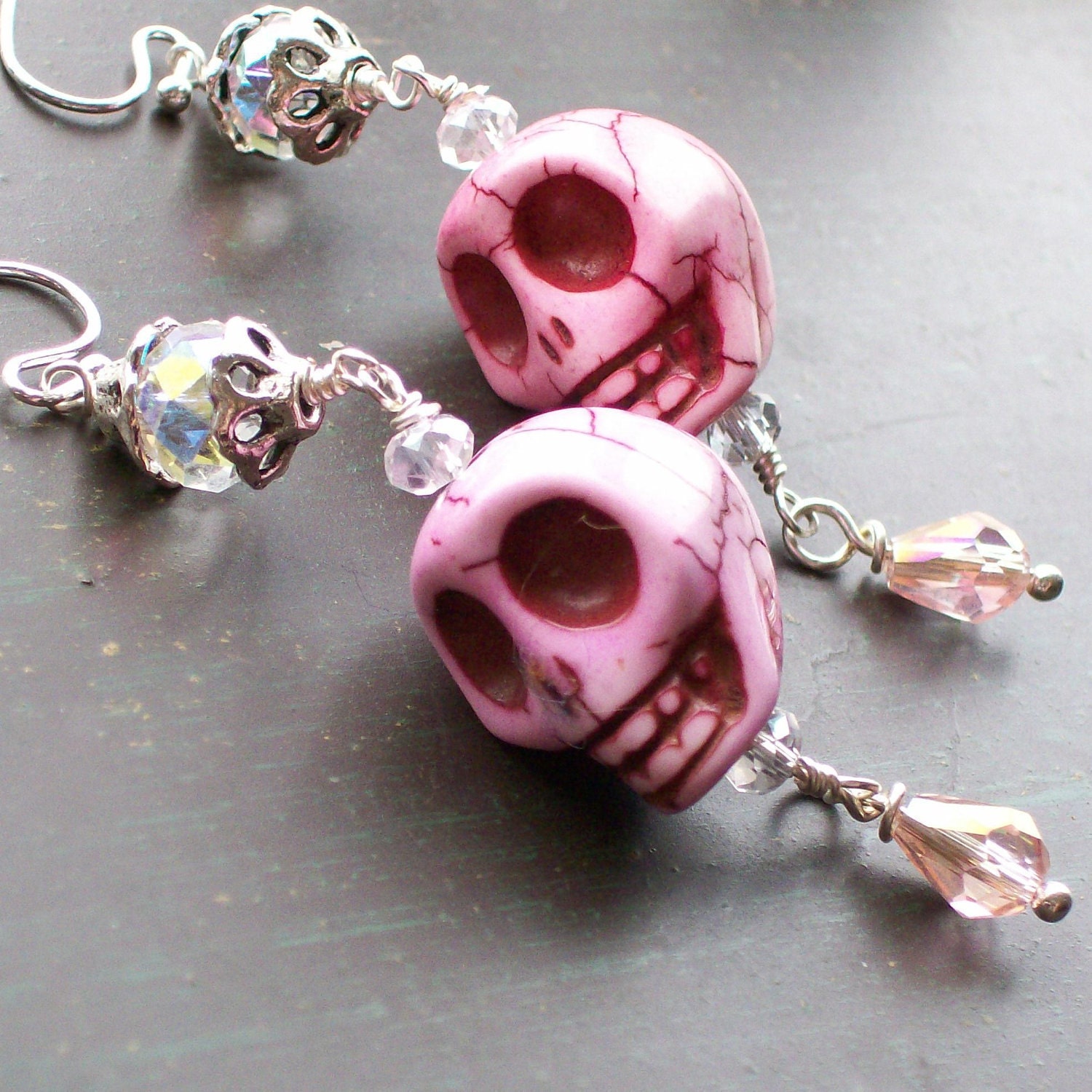 Pink Skull Earrings