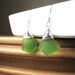 SURF TUMBLED Green Seaglass Earrings - Wire Wrapped with Sterling Silver - JASMINE