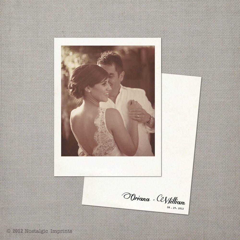 Vintage Wedding Thank You Polaroid Cards - the "Oriana"