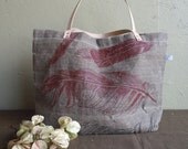Waxed Linen Tote with Feather Imprint