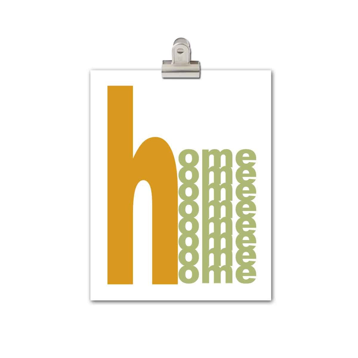 Home Print, Home Sweet Home, Housewarming Gift, 11x14 Print, Dark Orange, Sage, Love, Unisex, Gifts under 25