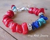 Red Bamboo Coral Turquoise Lapis Bracelet