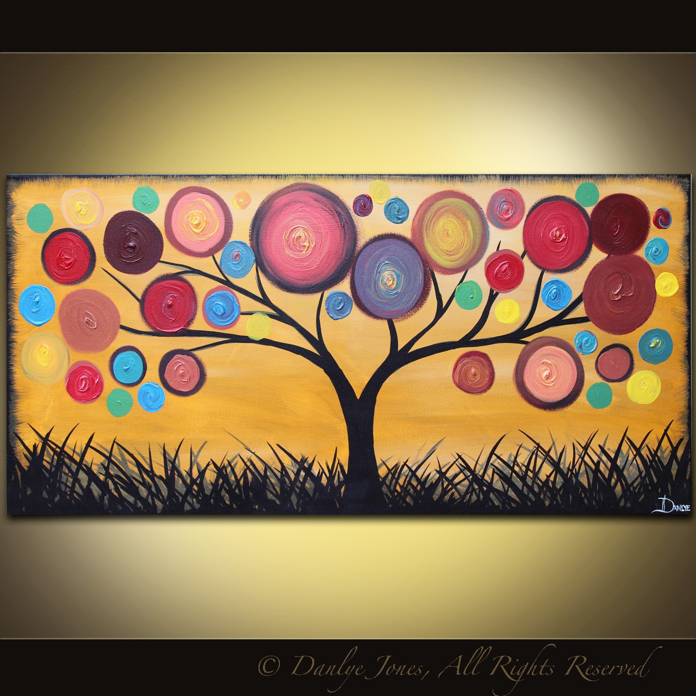 Abstract Painting Tree acrylic on canvas red by DanlyesPaintings