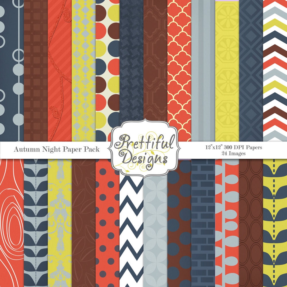 30% Off Sale Digital Paper Pack - Personal and Commercial Use - Autumn Night (422) Il_570xn