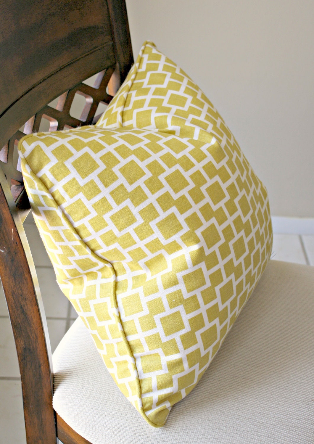 On Sale Robert Allen Cats Cradle in Sunshine Yellow Linen Pillow Cover