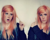 SALE - PEACH PASTEL wig // Twins // Honey Blonde Purple Blue Hair // Soft Layered Long wig