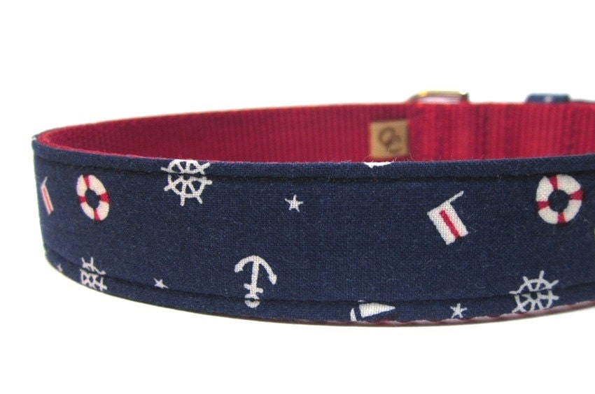 Nautical Dog Collar- Ahoy Matey