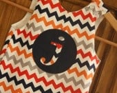 Boys chevron longall with circle letter applique monogram